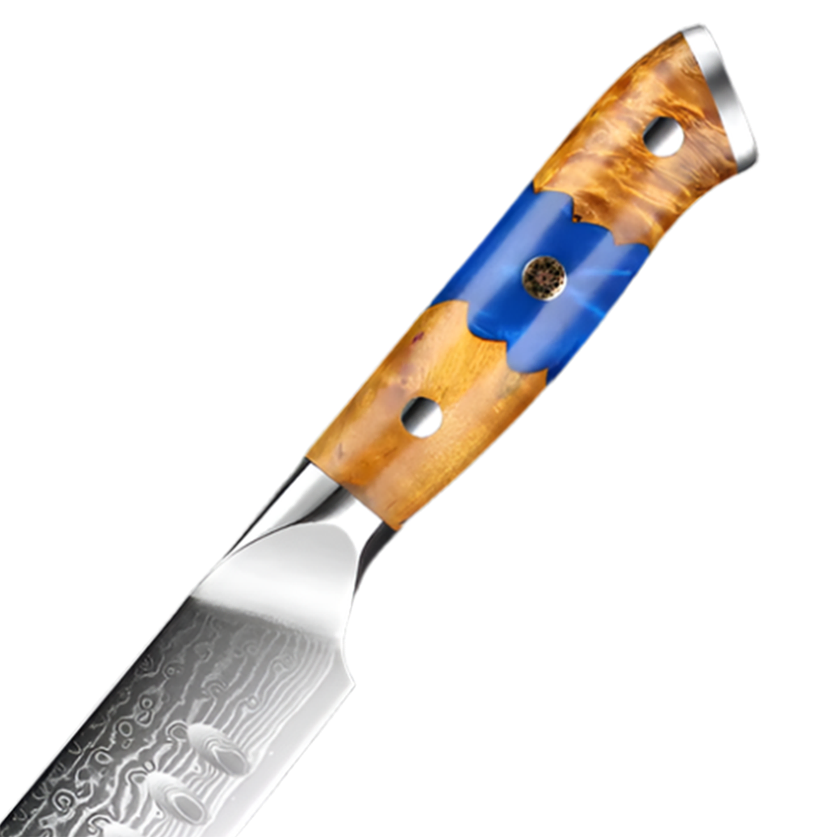 8 Inch Professional Slicing Chef's Knife Damascus With Blue Resin Handle