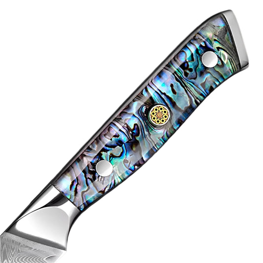 3.5 Inch Damascus Paring Knife with Ergonomic Abalone Shell Handle