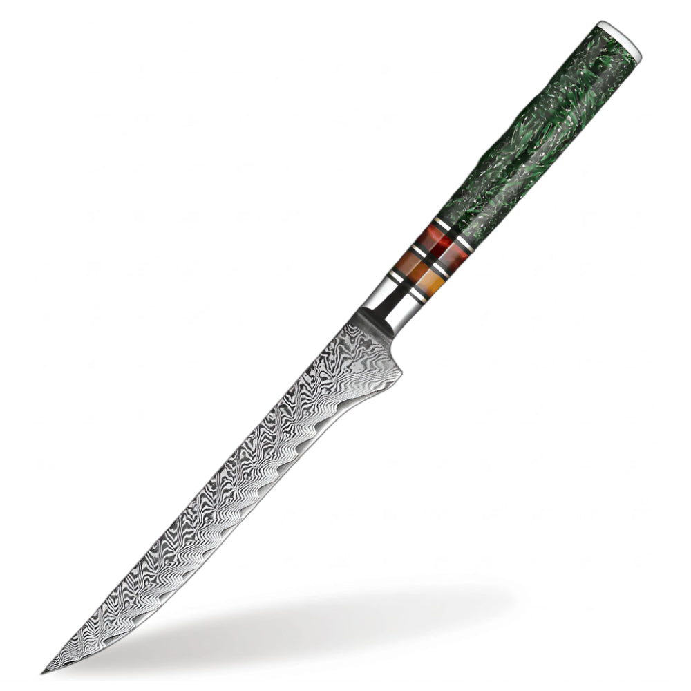 Damascus Steel 5.5 Inch Boning knife with Green Resin Handle