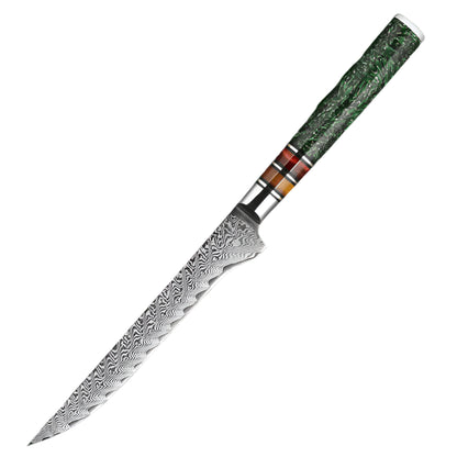 Damascus Steel 5.5 Inch Boning knife with Green Resin Handle