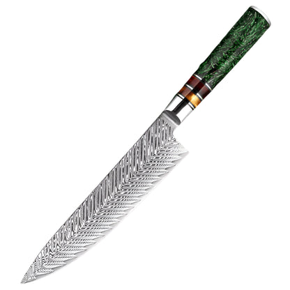 Damascus Steel 8 Inch Chef knife with Green Resin Handle