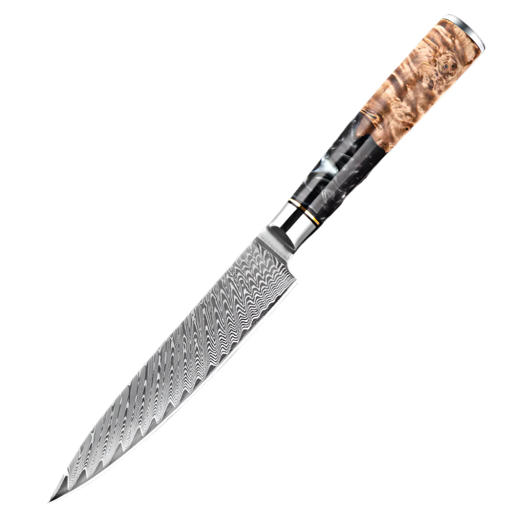 Damascus Steel 5 Inch Utility Knife with Black Resin Handle