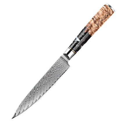 Damascus Steel 5 Inch Utility Knife with Black Resin Handle