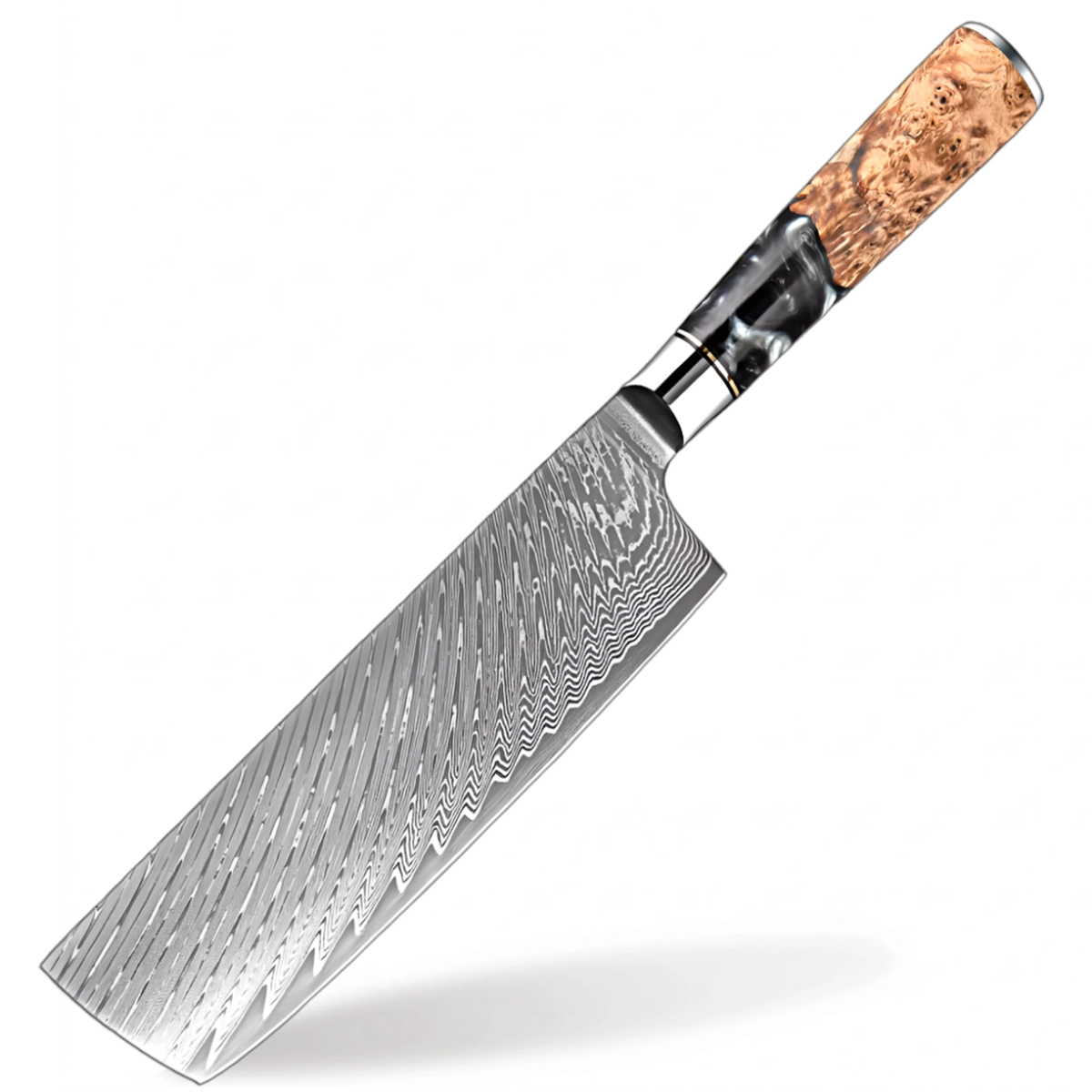 Damascus Steel 7 Inch Nakiri Knife with Black Resin Handle
