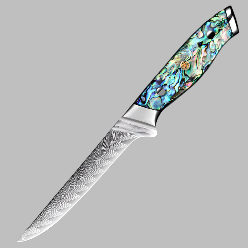 Damascus Steel 6 Inch boning knife with Shell Acrylic Resin Handle
