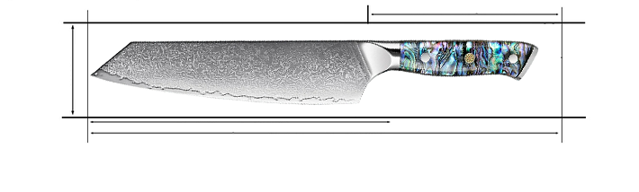 Decorative knife with a multicolored handle on a white background