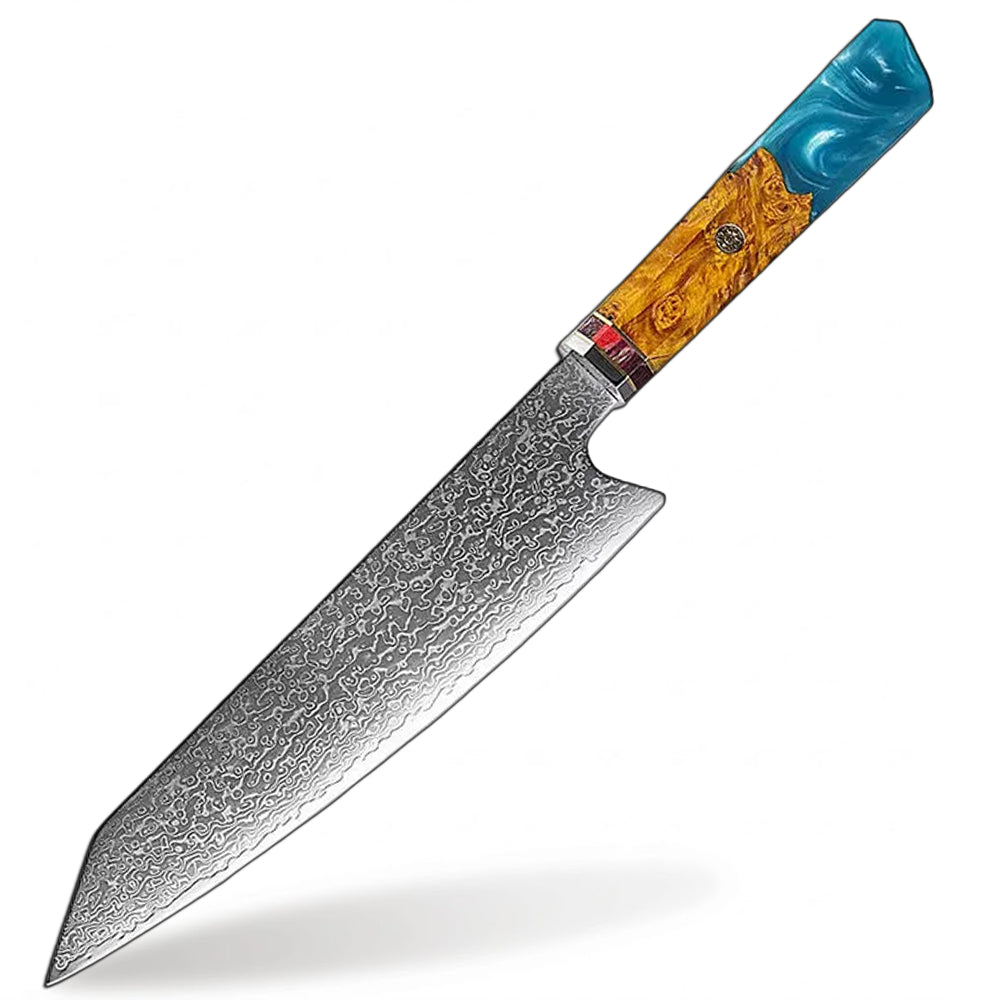 8 Inch Damascus Kiritsuke High Carbon Steel Knife Professional Kitchen Tool With Blue handle