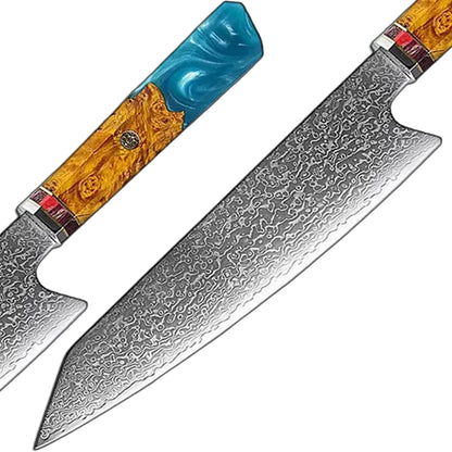 red handle from a 8 Inch Kiritsuke Damascus Steel Kitchen Knife