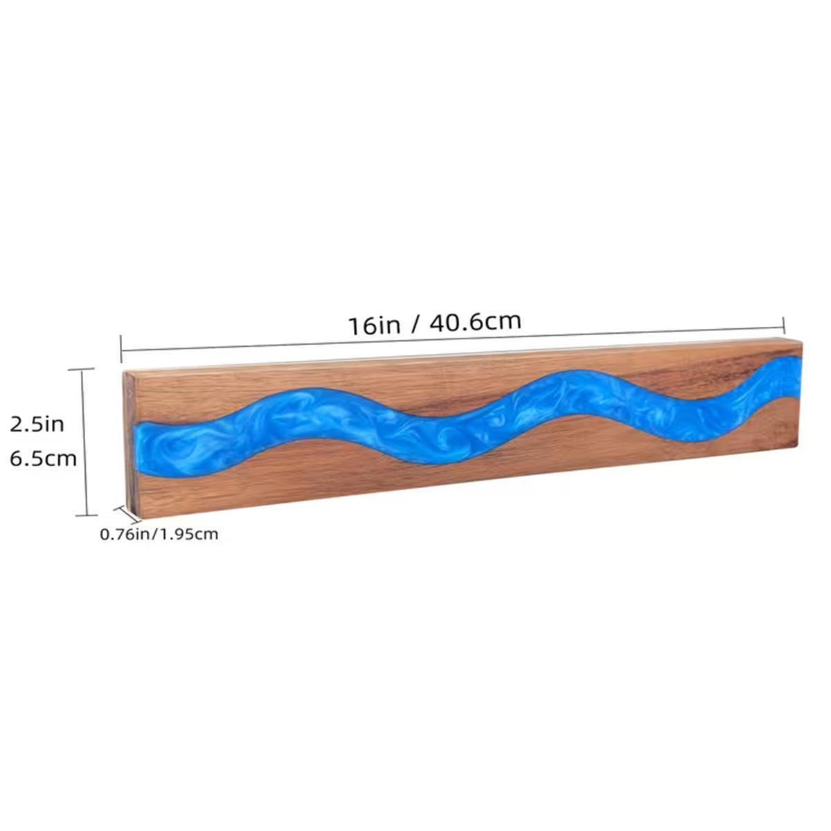 Acacia wood magnetic knife holder dimensions 40 6 cm length 6 5 cm height 1 95 cm thickness blue resin river design