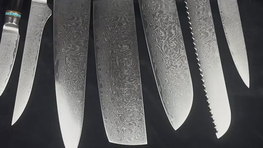 7-Piece VG10 Damascus Kitchen Knife Set – Black Handle
