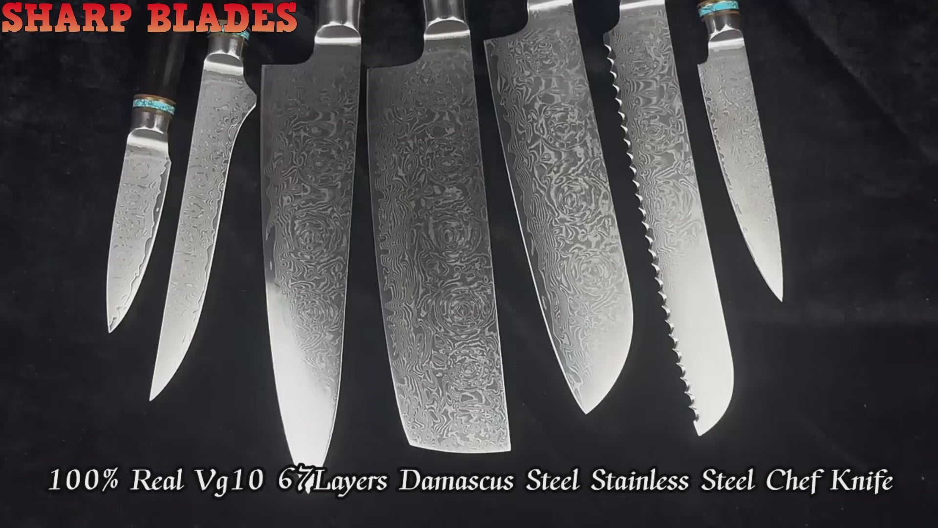Ladda video: Premium VG10 Forged Damascus Kitchen Knives Set