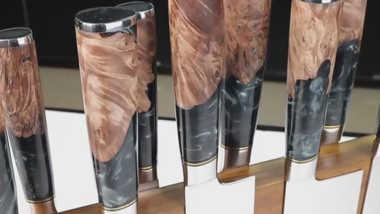 9-Piece VG10 Damascus Kitchen Knife Set – Black Resin Handle