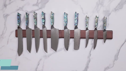 9-Piece VG10 Damascus Kitchen Knife Set – Abalone Handle